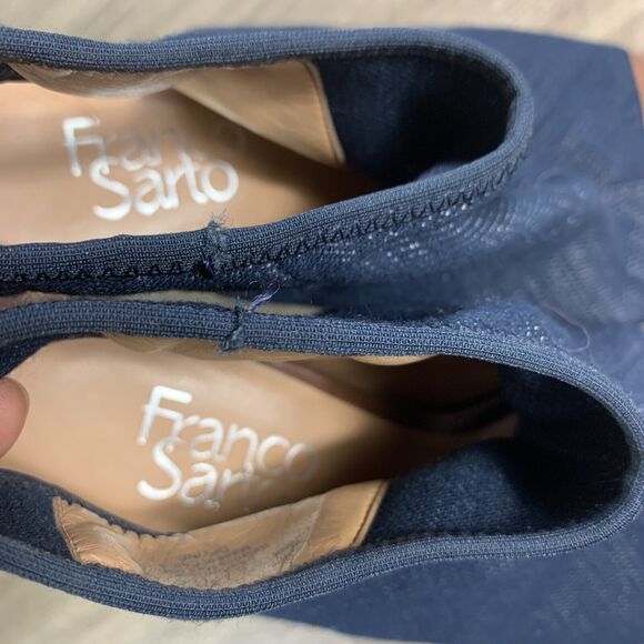 Franco Sarto Helix Peep Toe Block Heel Ankle Booties Blue Size 7.5 M Peep Toe - Picture 7 of 10